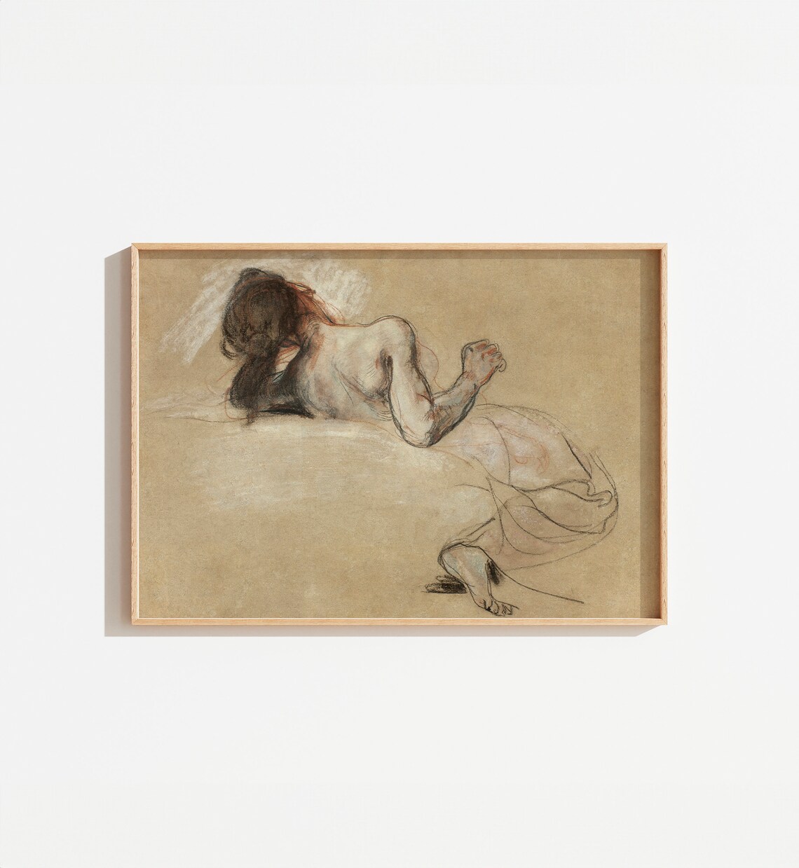 Vintage Abstract Nude Figure Sketch Art Print