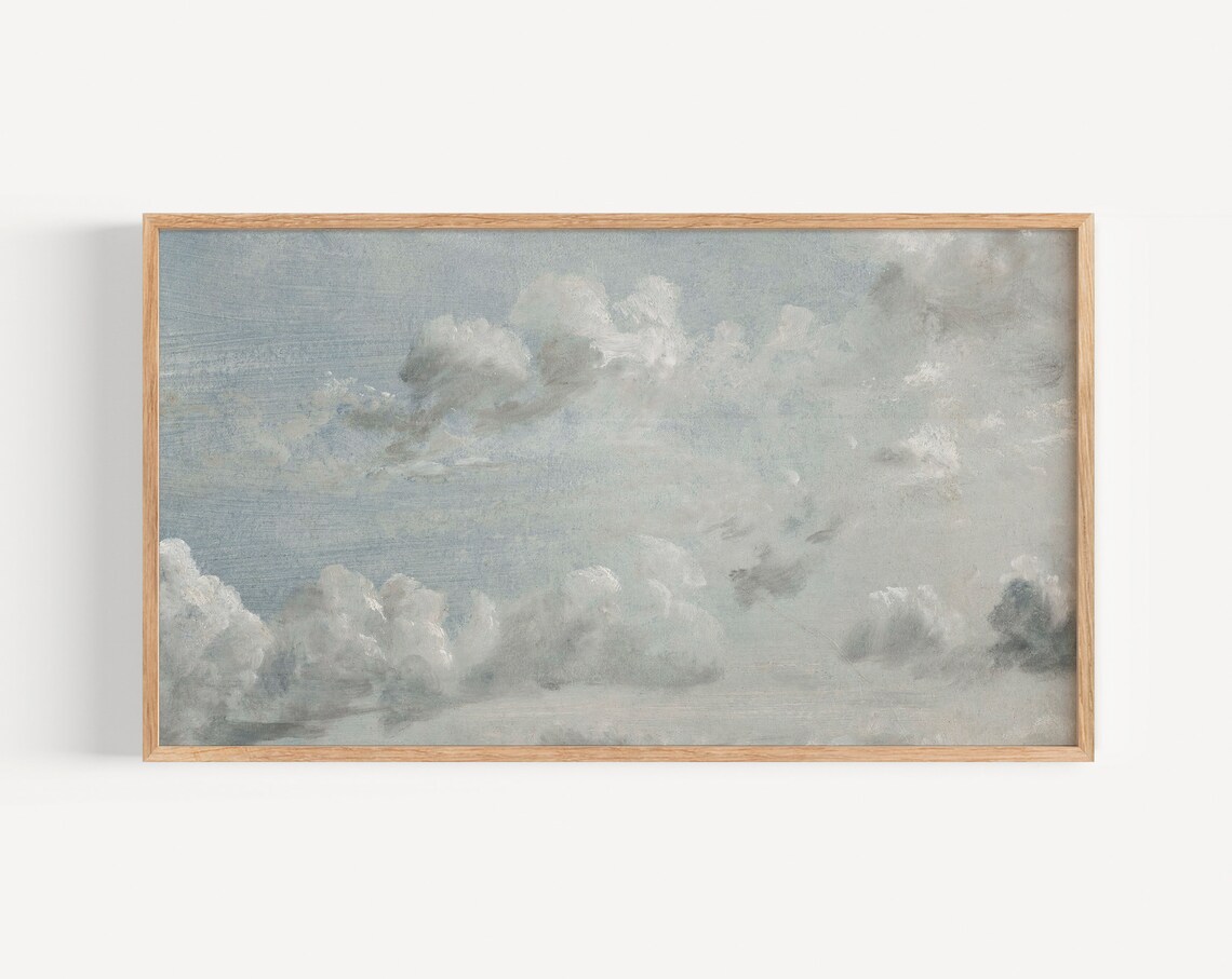 Muted Cloud Painting, Vintage Spring Art Print