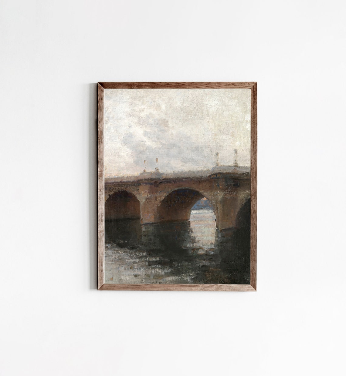 Vintage Moody Bridge Painting Art Victorian Landscape Antique Wall Art - Image 3