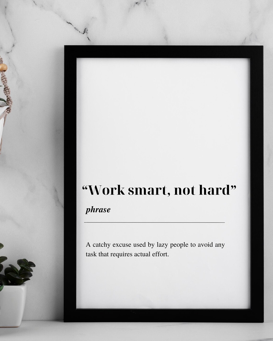 Work Smart Not Hard Funny Phrase Definition Poster Office Decor - Image 2