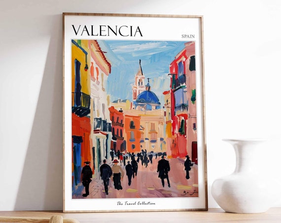 Valencia Poster Spanish Travel Print Valencia Travel Art Valencia Wall Art Spanish Travel Valencia Gift Valencia Travel Art