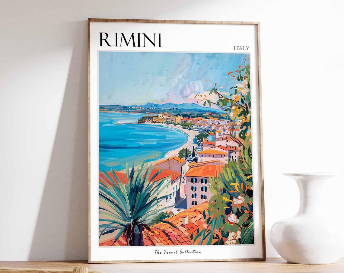 Rimini Italy Coastal Town Terracotta Rooftops Bay View Poster