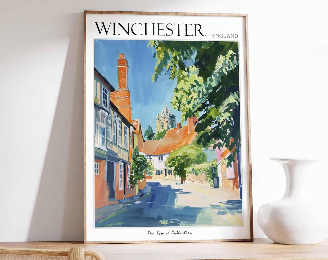 Winchester Poster England Travel Print British Decor United Kingdom Travel Poster City Print Winchester Gift Winchester Travel Poster