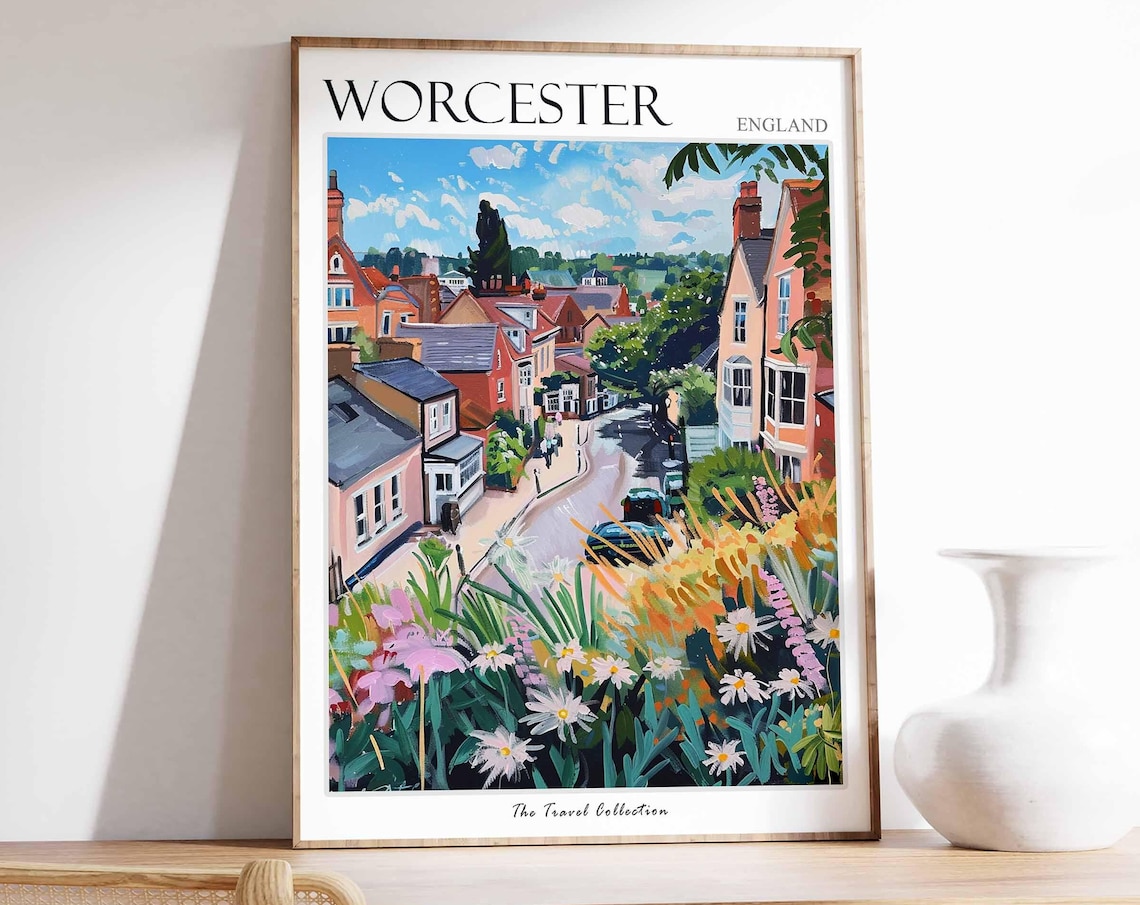 Worcester England Brick Houses Wildflower Garden Street Poster