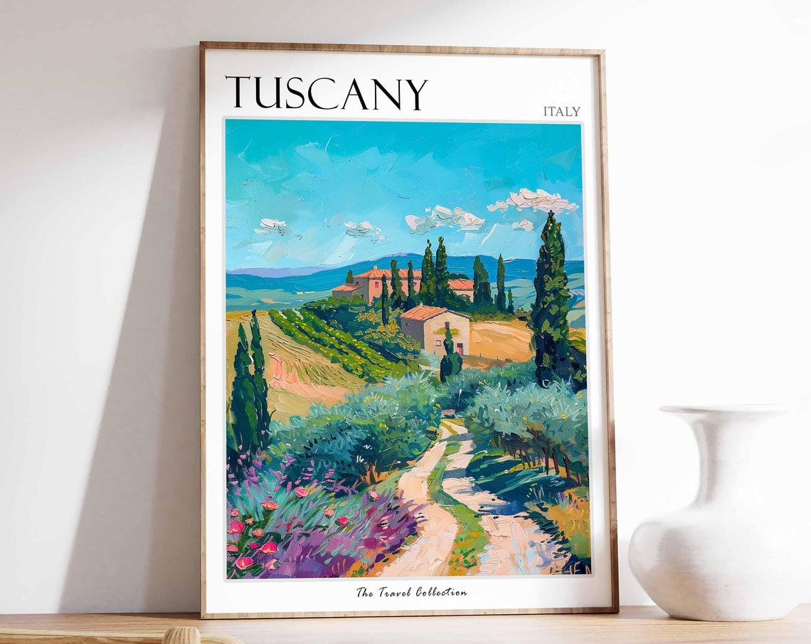 Tuscany Poster Italian Travel Print Tuscany Travel Art Tuscany Wall Art Italian Travel Tuscany Home Decor Tuscany Travel Gift