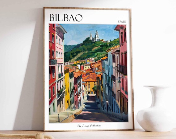 Bilbao Poster Bilbao Travel Print Spain Wall Art Spanish Travel Print Tropical Decor Bilbao Gift Bilbao Travel Poster