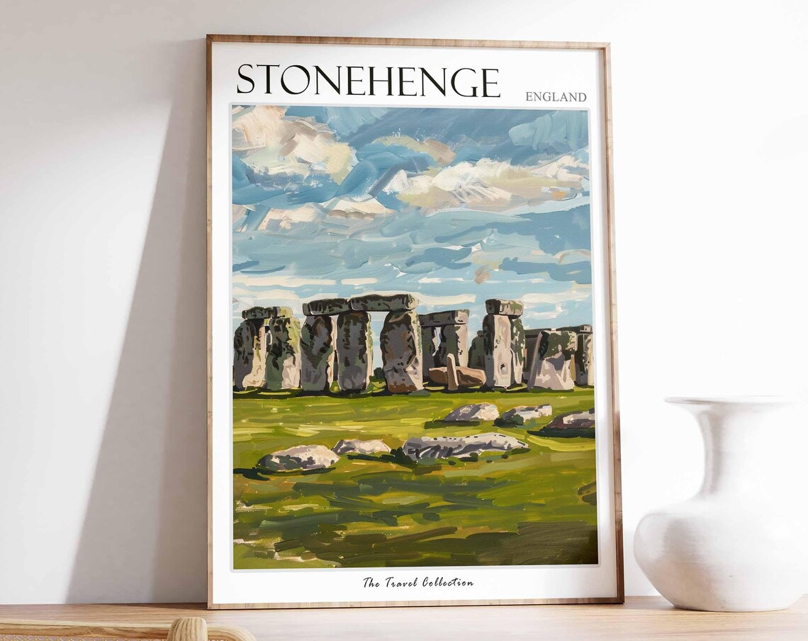 Stonehenge England Ancient Stone Circle Green Field Sunny Day Poster
