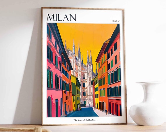 Milan Poster Italian Travel Print Milan Travel Art Milan Wall Art Italian Travel Milan Home Decor Milan Travel Gift