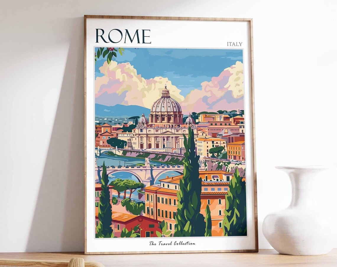 Rome Poster Italian Travel Print Rome Travel Art Rome Wall Art Italian Travel Rome Home Decor Rome Travel Gift