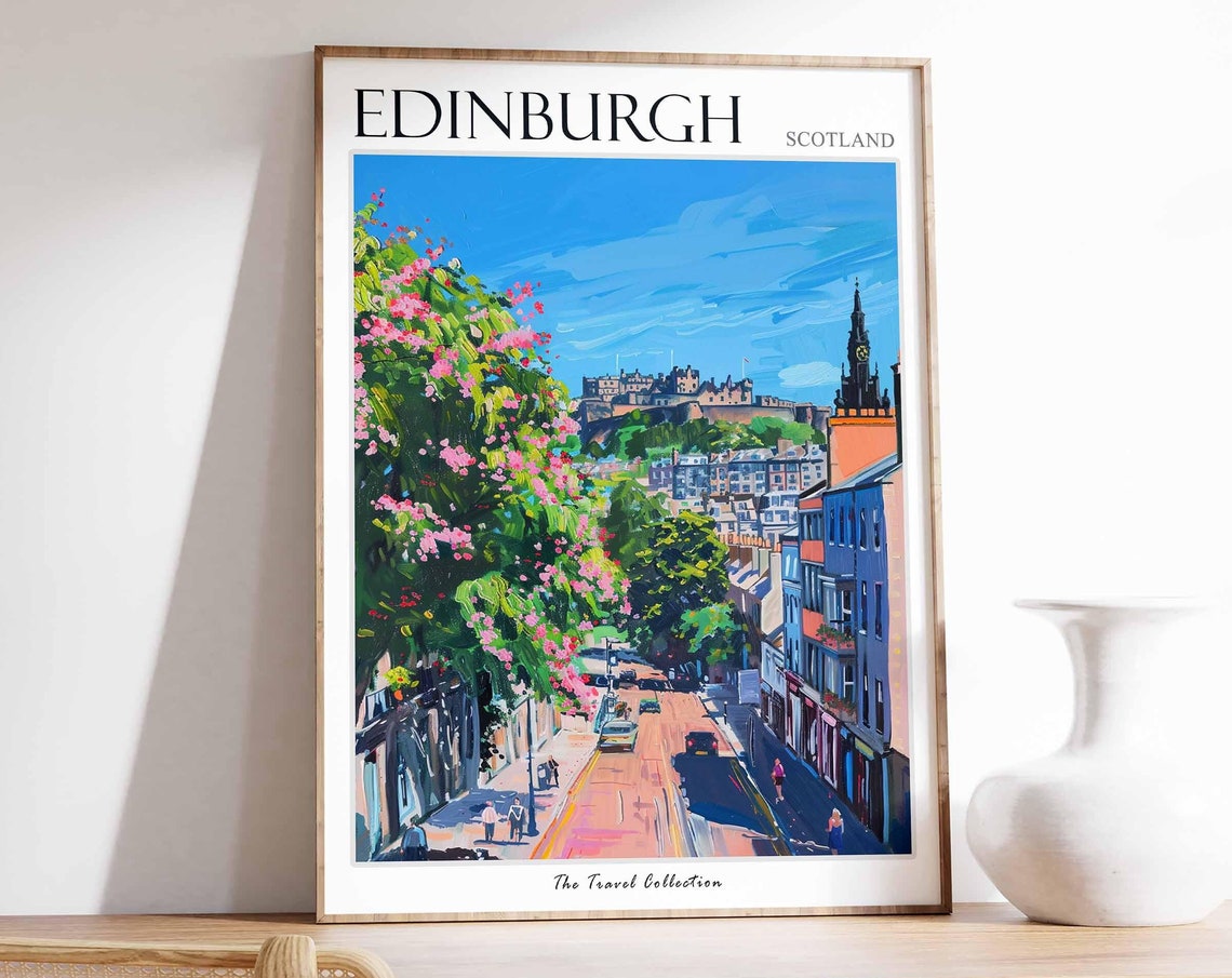 Edinburgh Poster Scotland Travel Print Scottish Decor United Kingdom Travel Poster City Print Edinburgh Gift Edinburgh Travel Poster