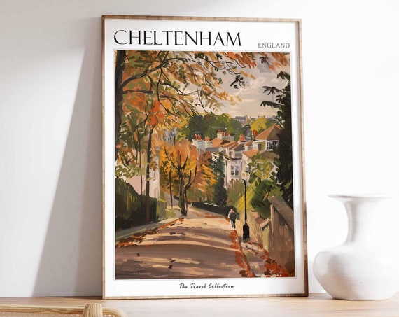 Cheltenham Poster England Travel Print British Decor United Kingdom Travel Poster Cheltenham Gift Cheltenham Travel Poster