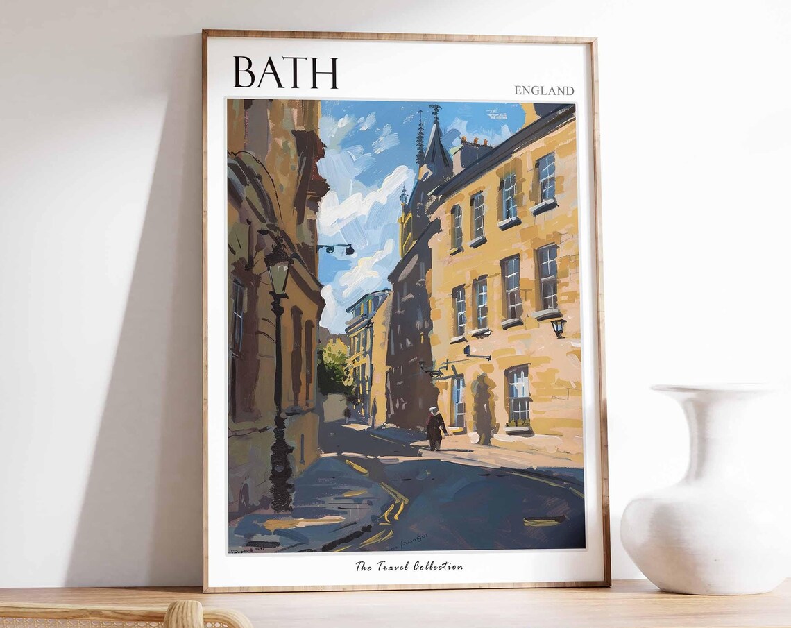 Bath England Golden Stone Georgian Street Painting Travel Poster