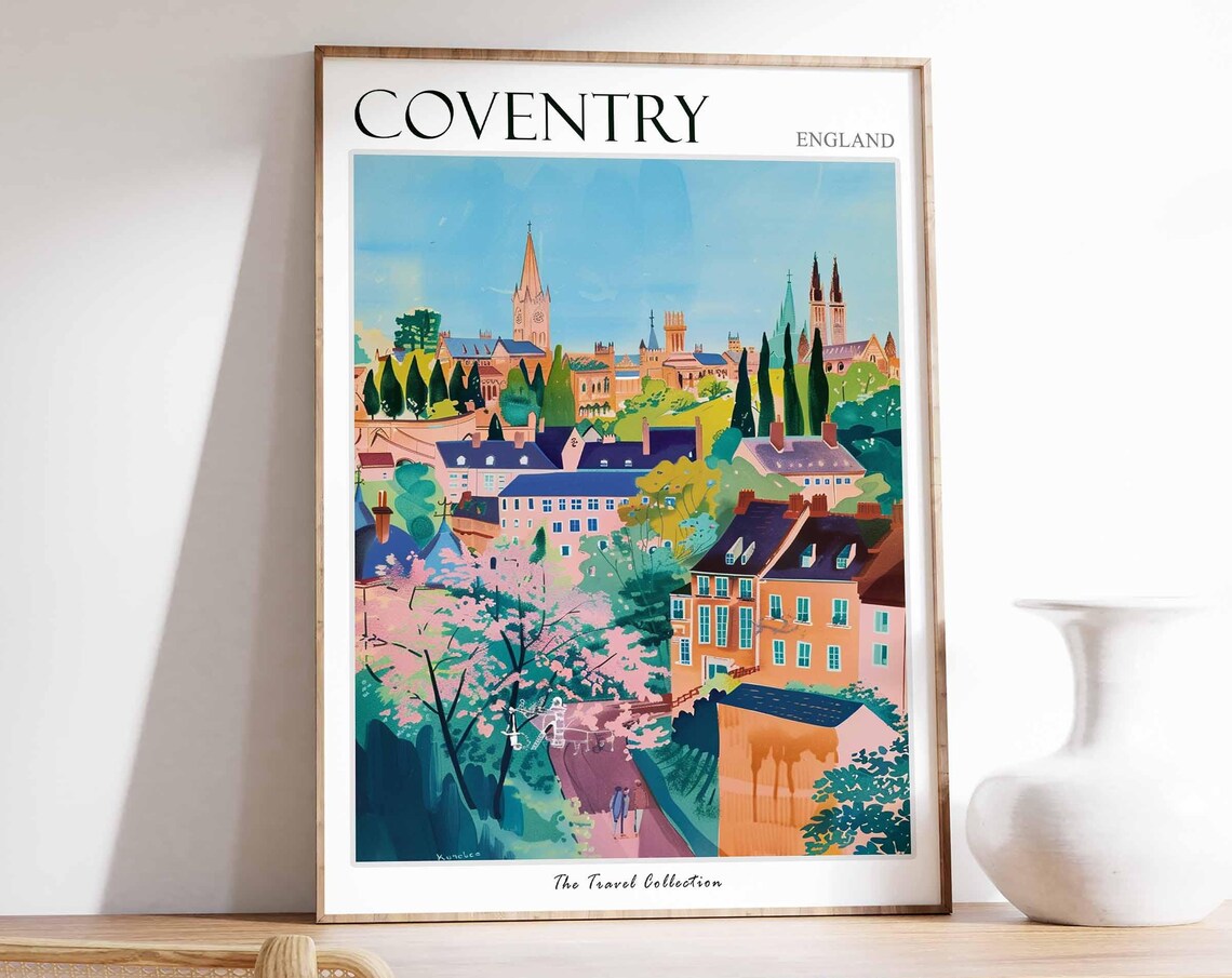 Coventry Poster England Travel Print British Decor United Kingdom Travel Poster City Print Coventry Gift Coventry Travel Poster