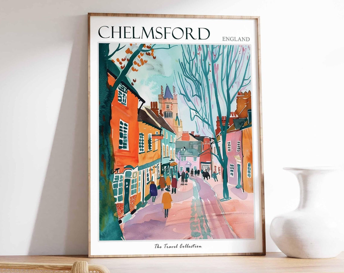 Chelmsford Poster England Travel Print British Decor United Kingdom Travel Poster City Print Chelmsford Gift Chelmsford Travel Poster