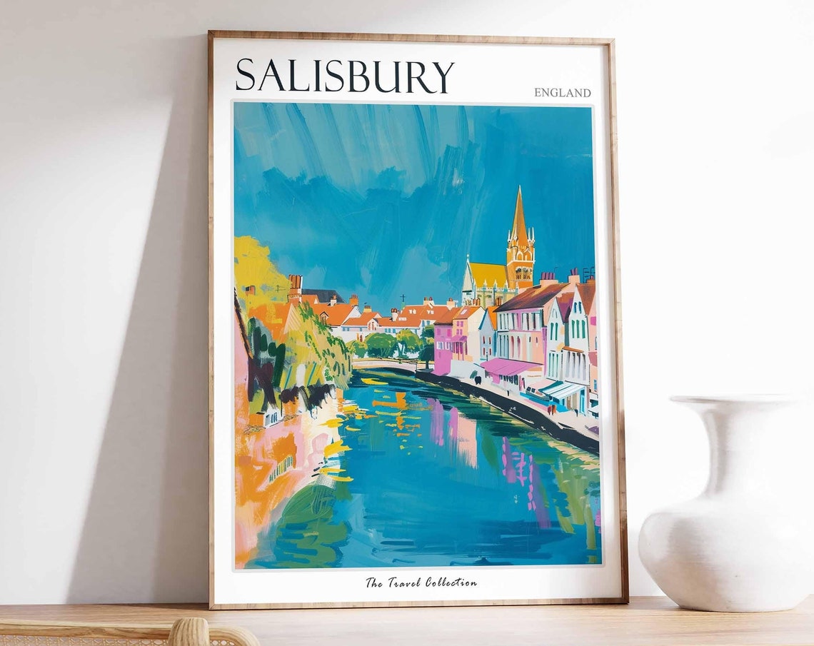 Salisbury Poster England Travel Print British Decor United Kingdom Travel Poster City Print Salisbury Gift Salisbury Travel Poster