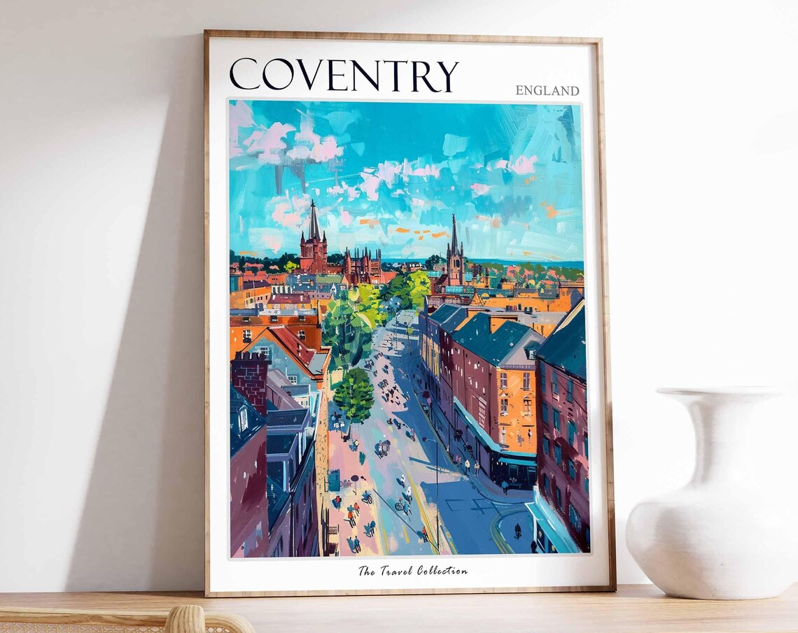 Coventry Poster England Travel Print British Decor United Kingdom Travel Poster City Print Coventry Gift Coventry Travel Poster
