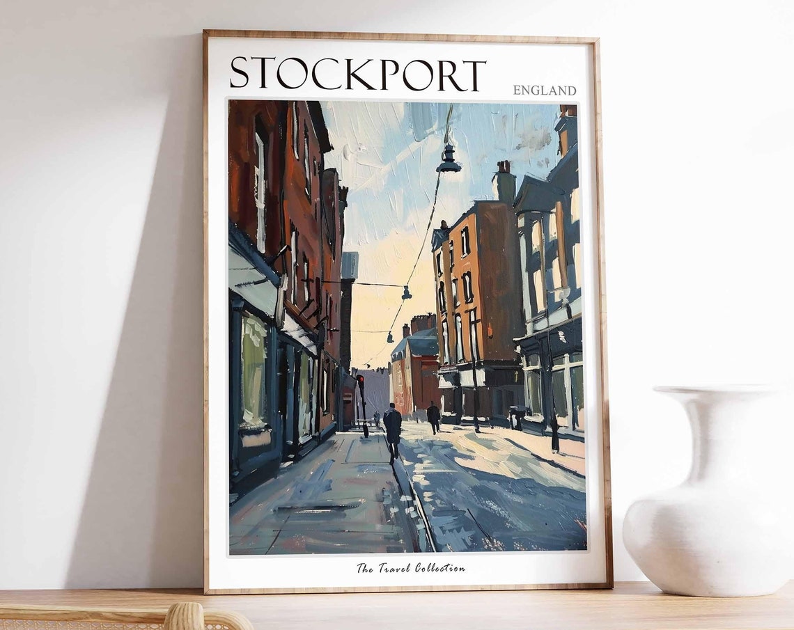 Stockport Poster England Travel Print British Decor United Kingdom Travel Poster Stockport Gift Stockport Travel Poster