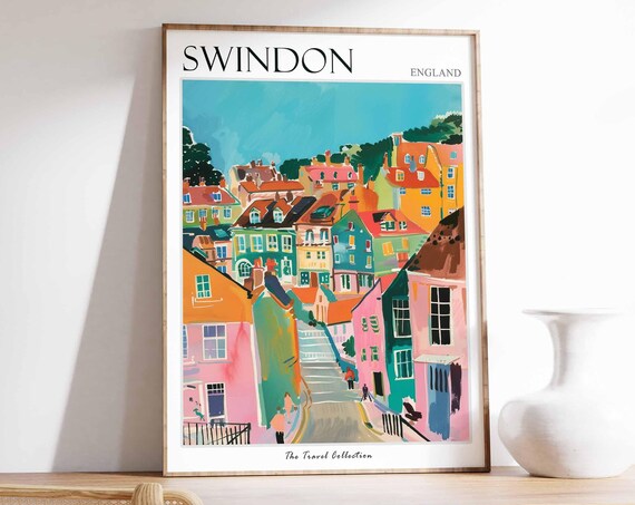 Swindon Travel Poster England Botanical Art Print