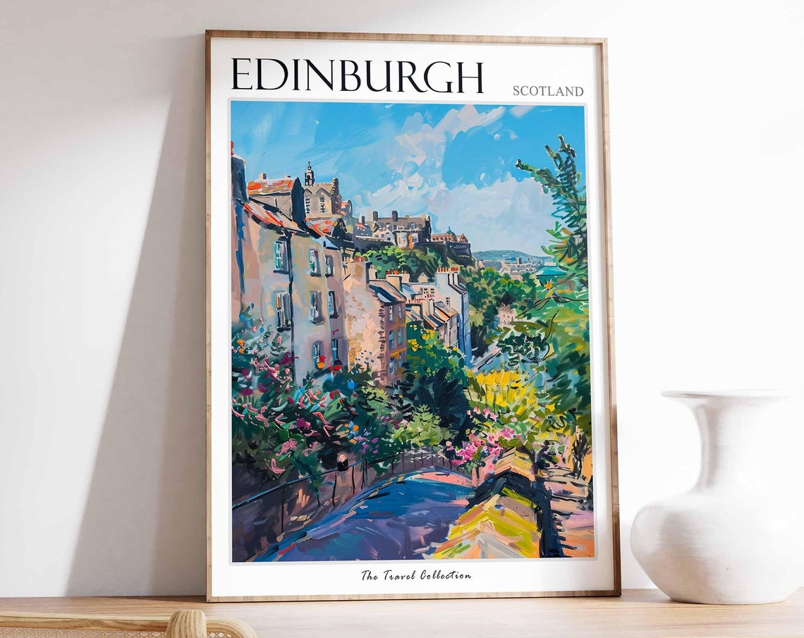 Edinburgh Poster Scotland Travel Print Scottish Decor United Kingdom Travel Poster City Print Edinburgh Gift Edinburgh Travel Poster