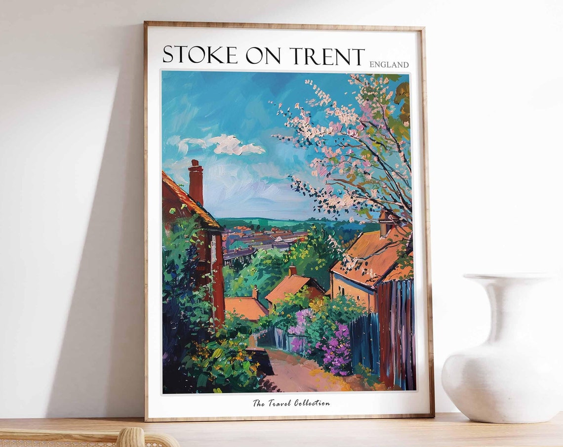 Stoke On Trent England Blossom Gardens Rooftops Spring Poster