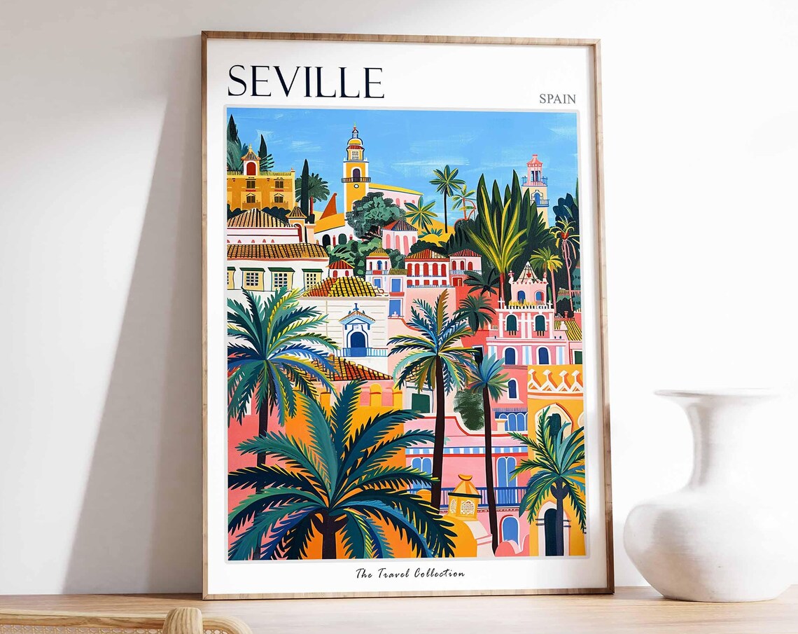 Seville Spanish Travel Poster, Travel Wall Art