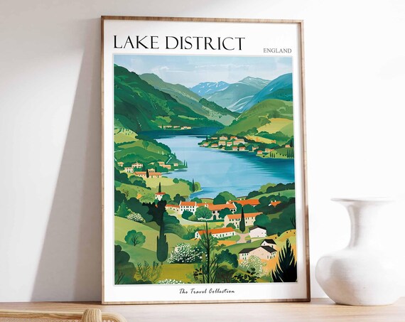 Lake Of Distict Poster Mountain Poster England Poster Lake District National Park Hiking Poster Cumbria Poster English Countryside