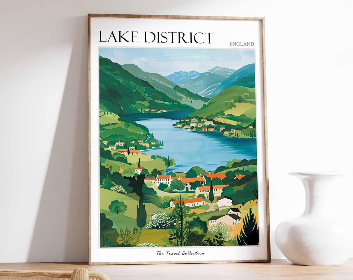 Lake Of Distict Poster Mountain Poster England Poster Lake District National Park Hiking Poster Cumbria Poster English Countryside