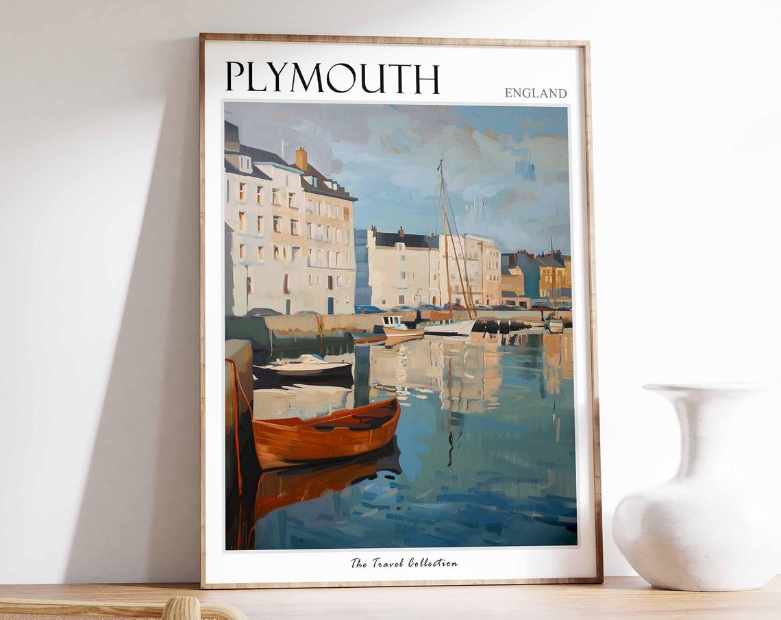 Plymouth Poster England Travel Print British Decor United Kingdom Travel Poster City Print Plymouth Gift Plymouth Travel Poster
