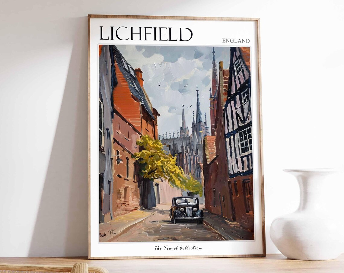 Lichfield Poster England Travel Print British Decor United Kingdom Travel Poster City Print Lichfield Gift Lichfield Travel Poster