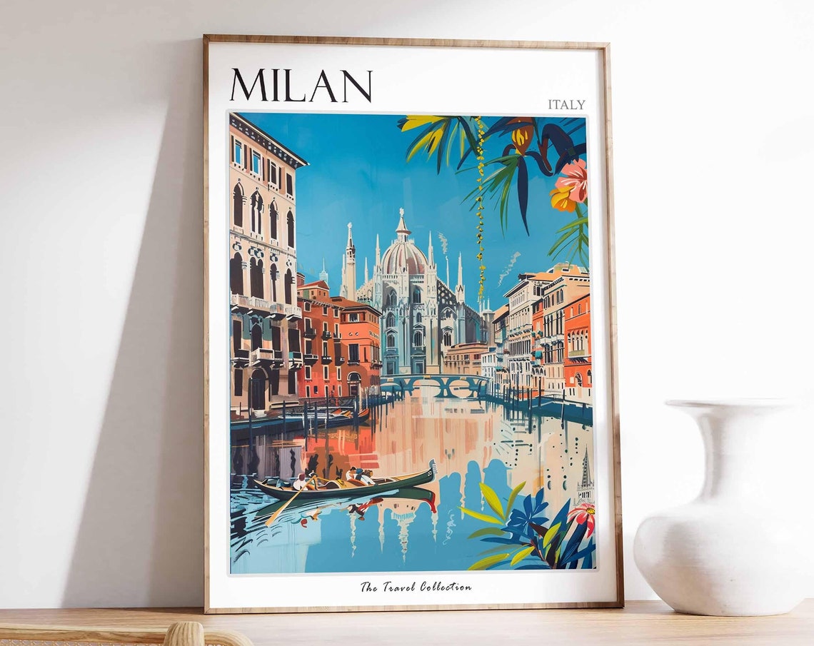 Milan Poster Italian Travel Print Milan Travel Art Milan Wall Art Italian Travel Milan Home Decor Milan Travel Gift