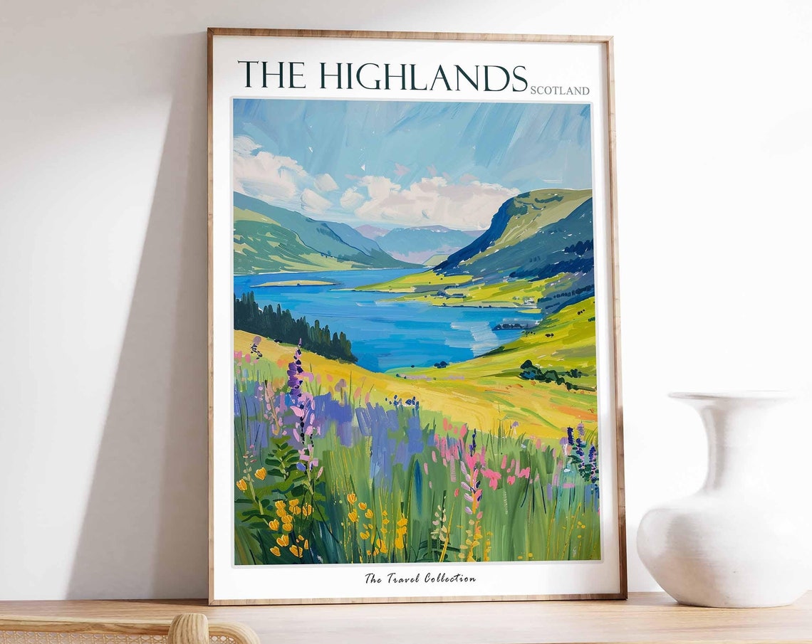 The Highlands Poster Scotland Travel Print Scottish Decor United Kingdom Travel Poster The Highlands Gift The Highlands Travel Poster
