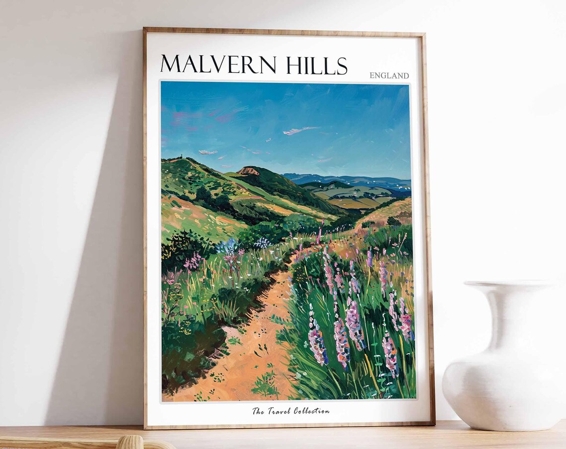 Malvern Hills England Purple Wildflower Meadow Trail View Poster