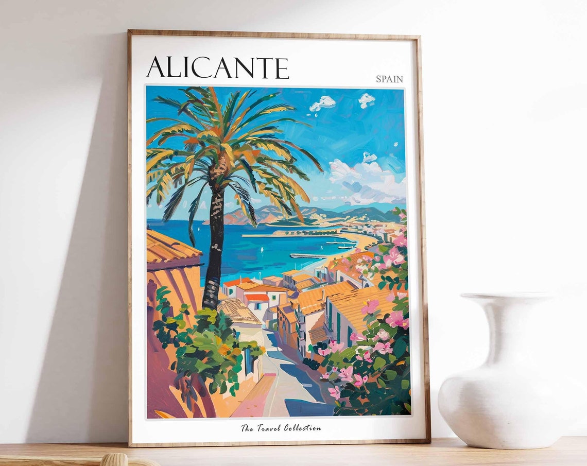 Alicante Poster Alicante Travel Print Spain Wall Art Spanish Travel Print Tropical Decor Alicante Gift Alicante Travel Poster