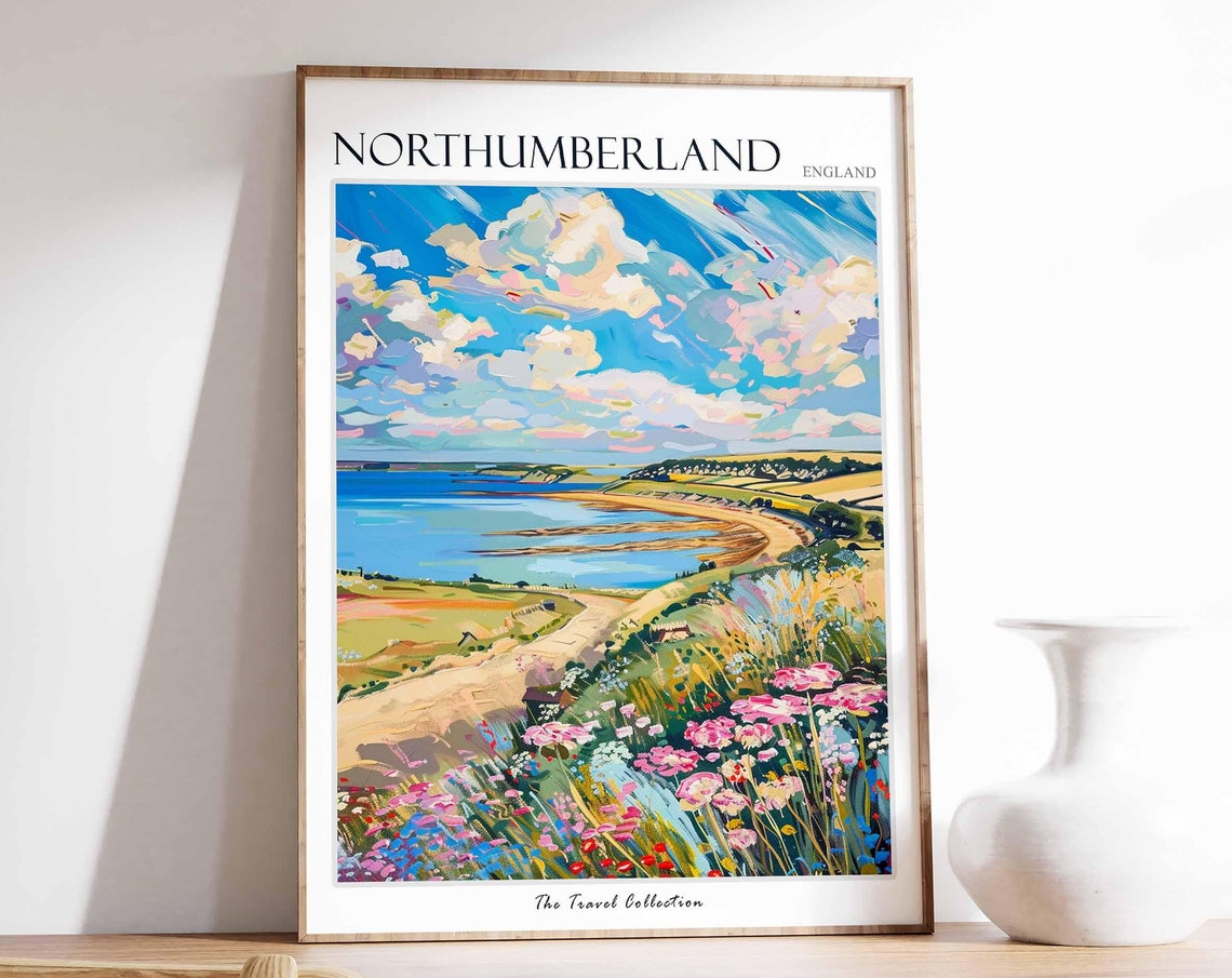 Northumberland England Sandy Bay Sunset Wildflower Beach Poster