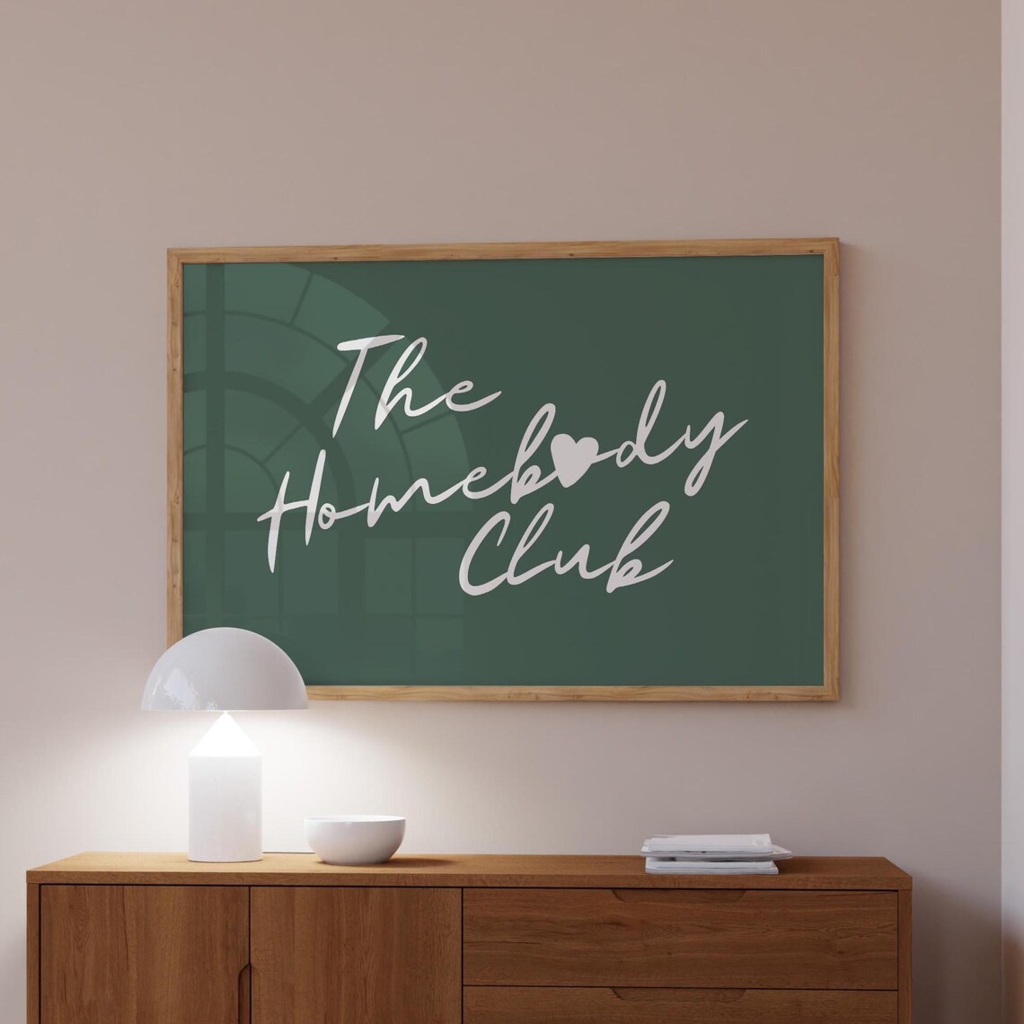 The Homebody Club Script Dark Green Cozy Night In Wall Decor Poster