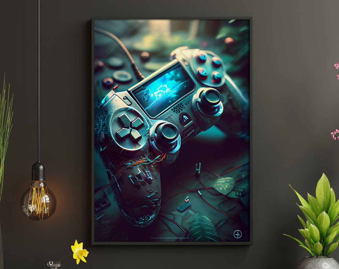 Futuristic Sci Fi Game Controller Macro Photography Art Poster