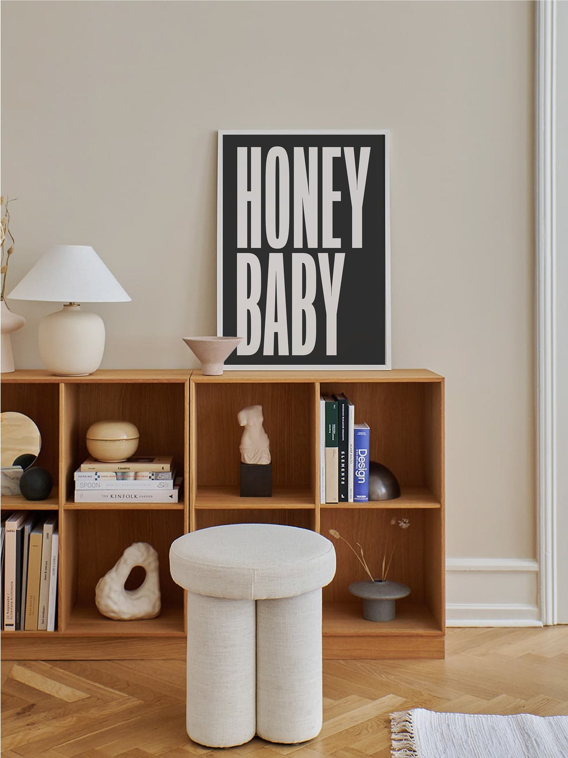 Honey Baby Bold Cream Typography Black Background Modern Quote Poster - Image 6