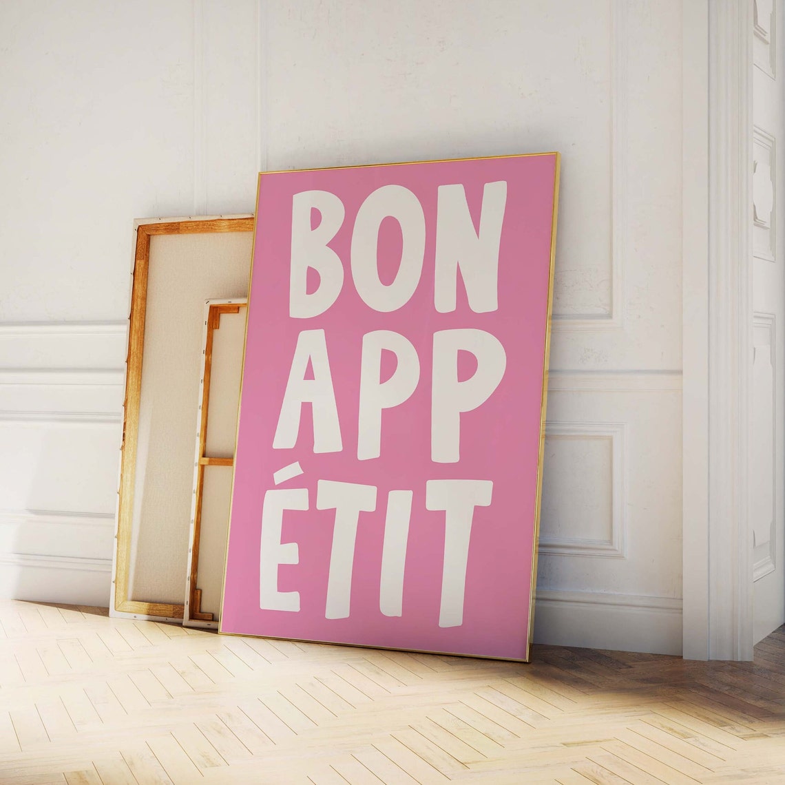 Bon Appetit Bold Oversized Typography Pink Kitchen Wall Decor Poster - Image 4