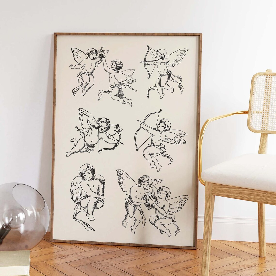 Vintage Cupid Illustrations Antique Cherub Engraving Style Wall Print - Image 2