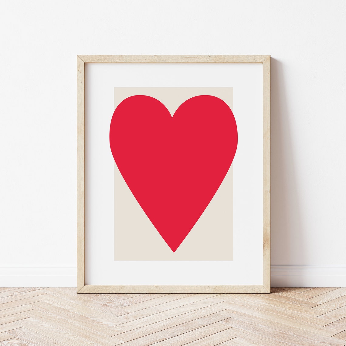 Bold Red Heart Minimalist Love Poster Modern Abstract Wall Decor