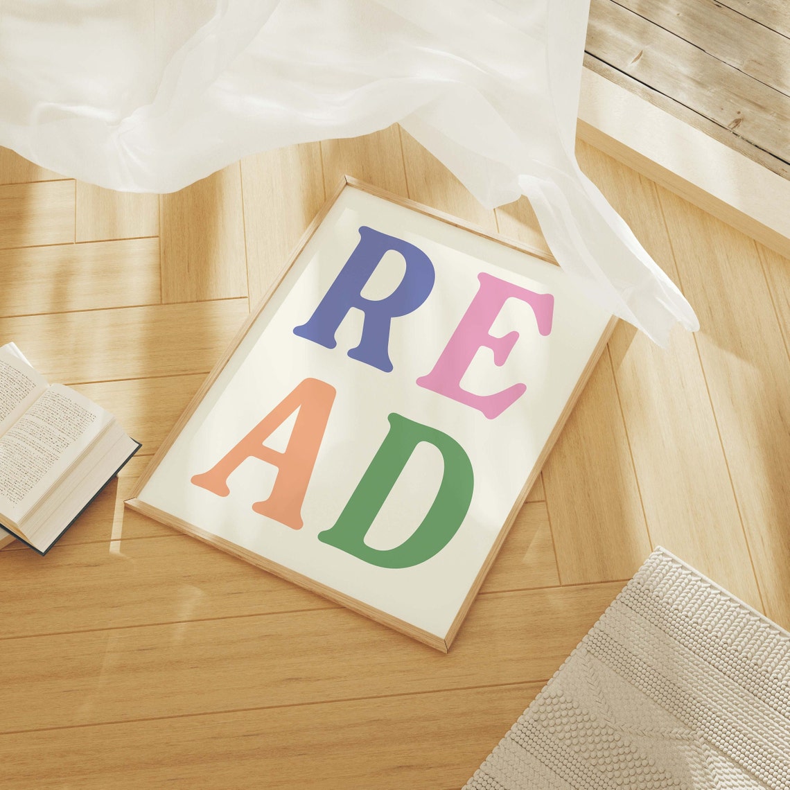 Read Print Art Cute Library Decor Trendy Reading Poster Book Lover Wall Art Colorful Wall Art - Image 3