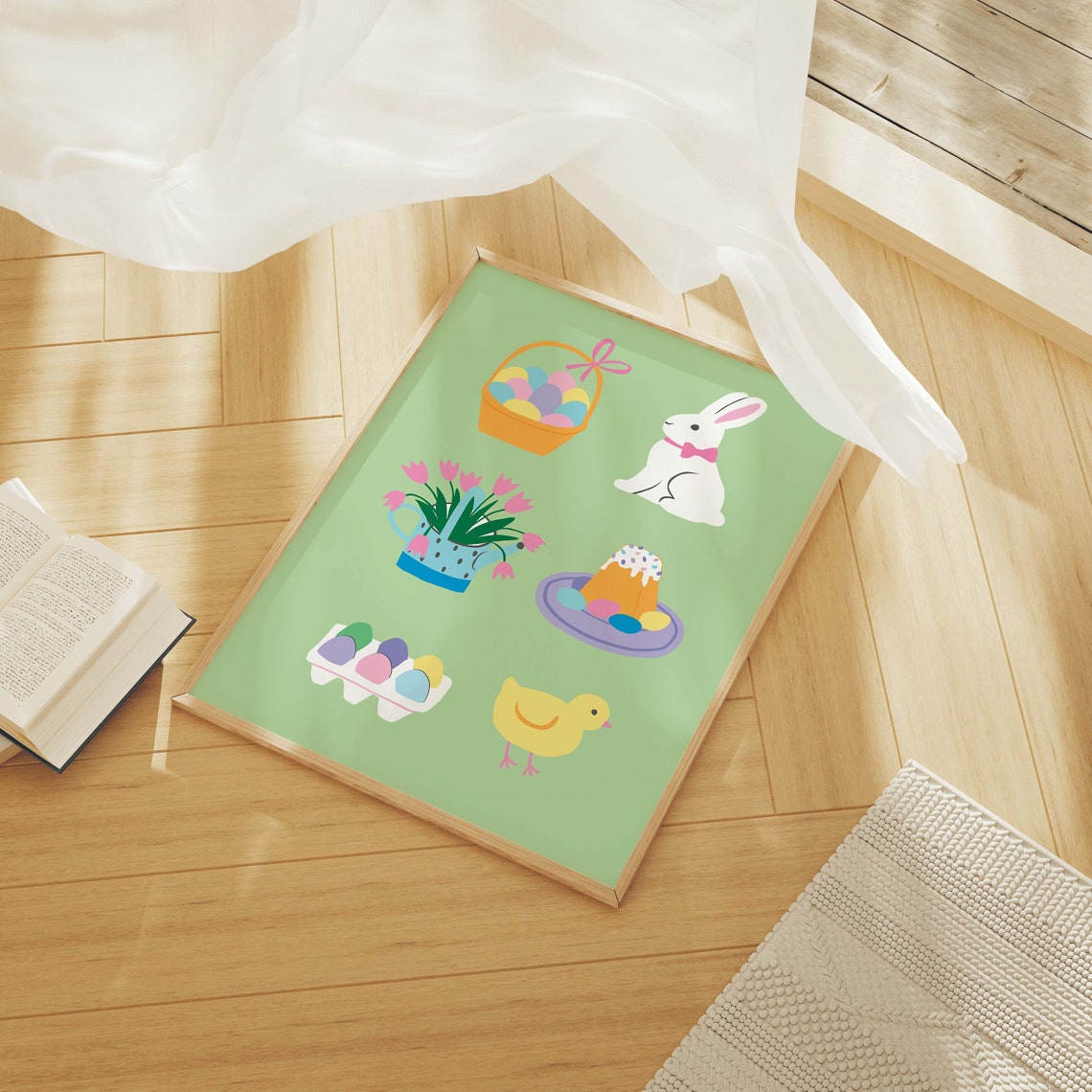 Easter Things Print Art Cute Easter Art Print Pink Pastel Wall Art Trendy Easter Decor Spring Wall Decor - Image 3