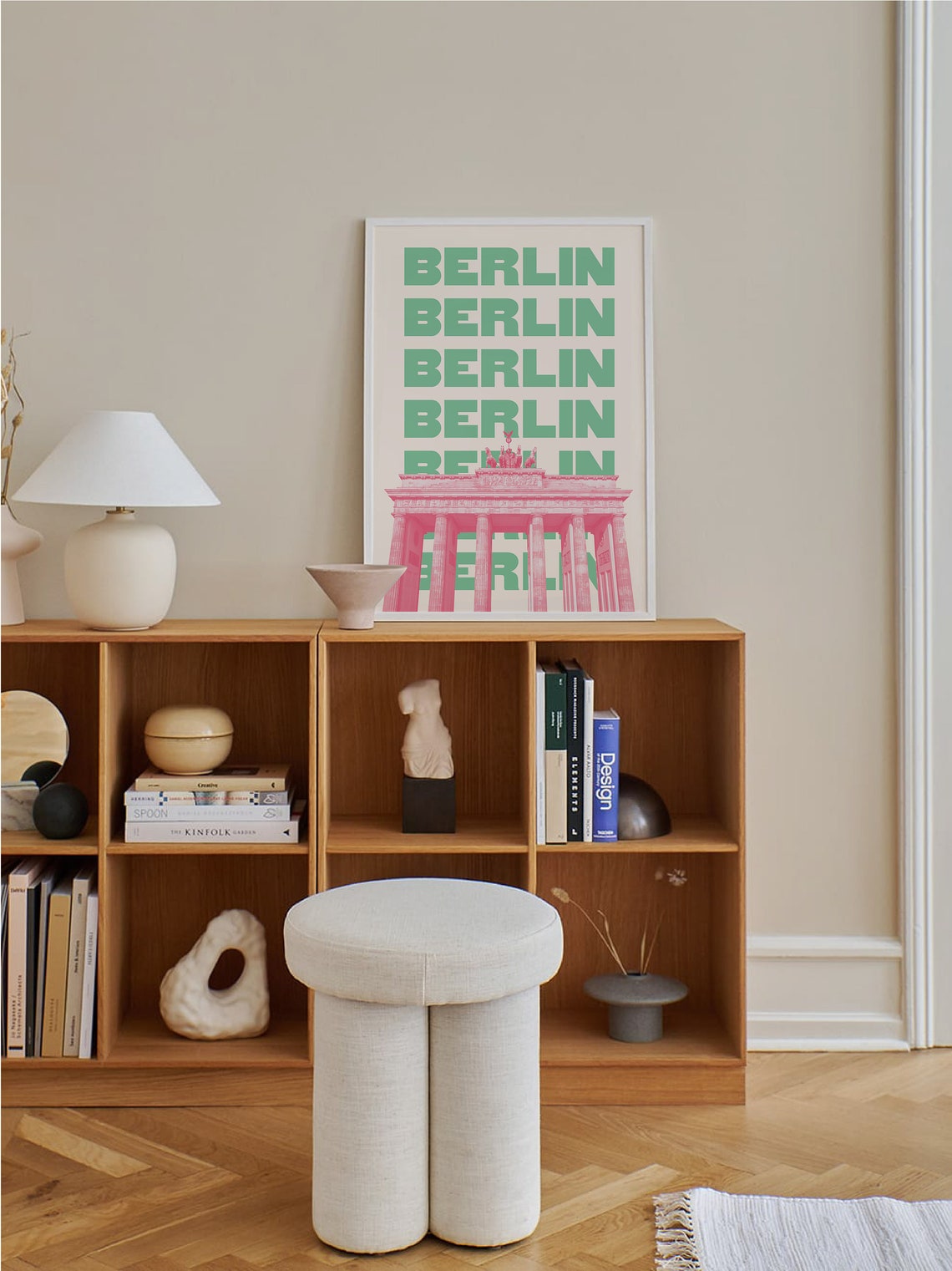 Berlin Brandenburg Gate Pink Green Typography Travel Art Poster - Image 5