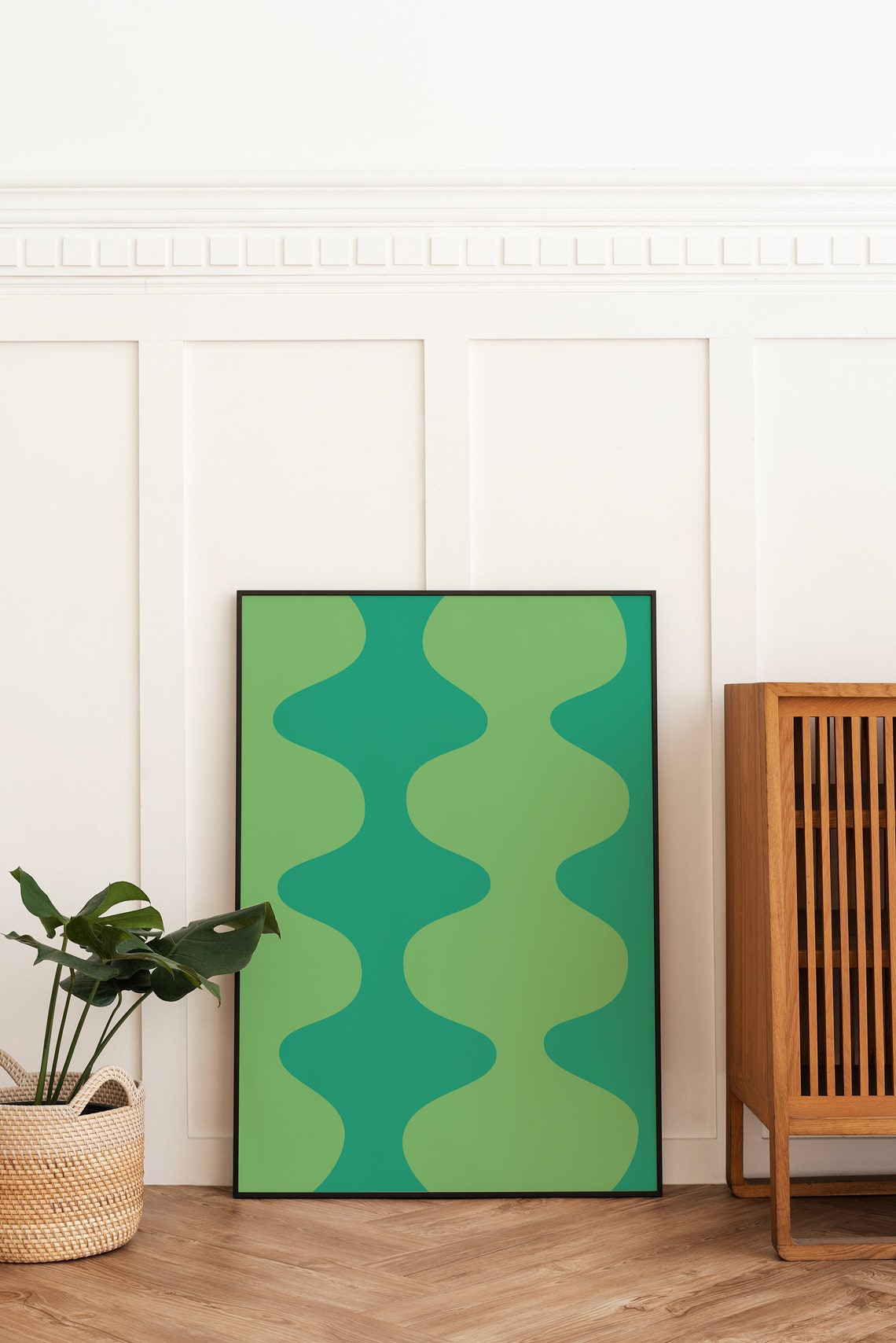 Green Abstract Print Art Trendy Green 70s Retro Art Cute Trendy Wall Art - Image 4