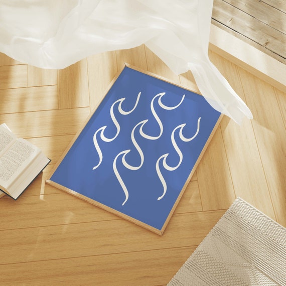 Waves Art Print Art Cute Summer Art Print Blue Wall Art Trendy Beach House Decor Coastal Wall Art