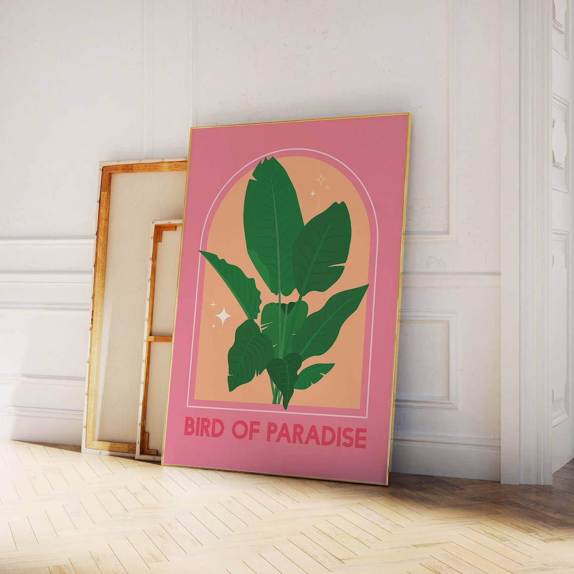 Bird of Paradise Plant Pink Peach Botanical Illustration Poster - Image 5