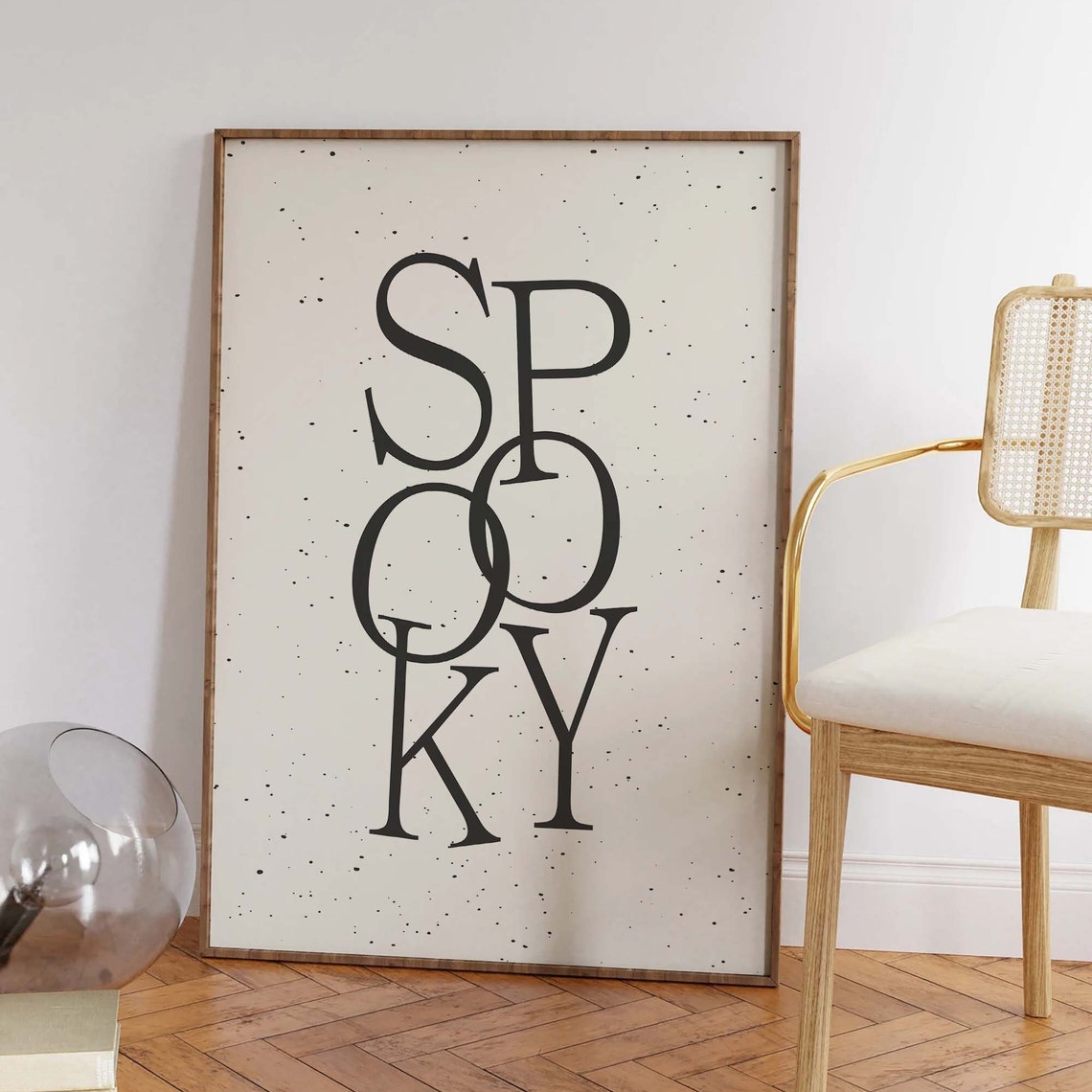 Spooky Minimal White Halloween Typography Art Wall Decor Poster - Image 3