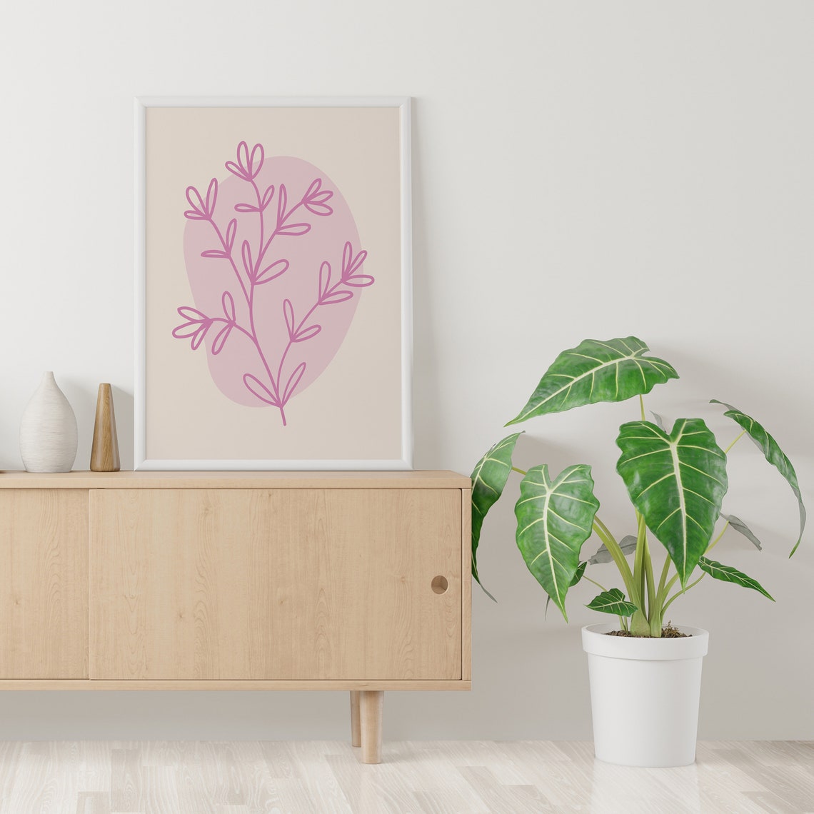 Pink Minimal Line Botanical Print Art Colorful Floral Art Cute Trendy Wall Art - Image 5