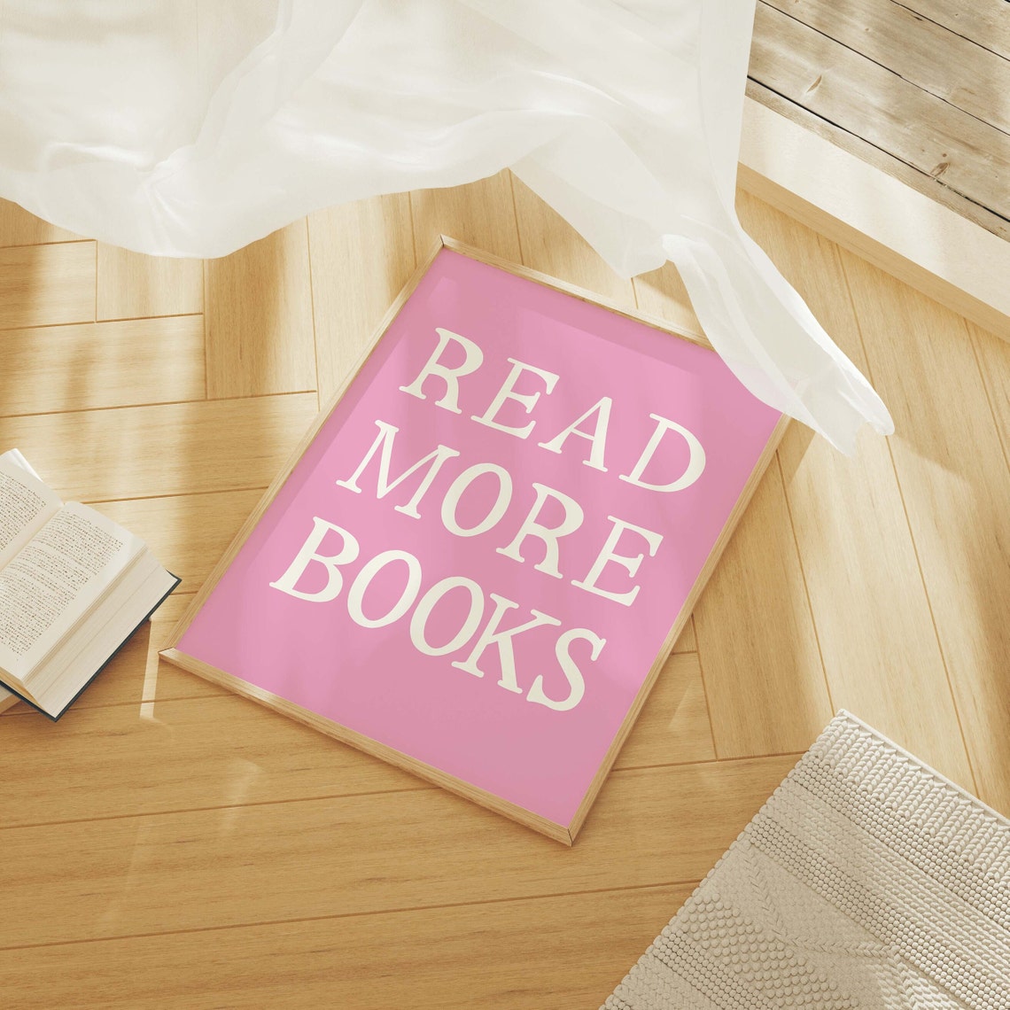 Read More Books Pink White Typography Poster For Book Lovers - Image 3