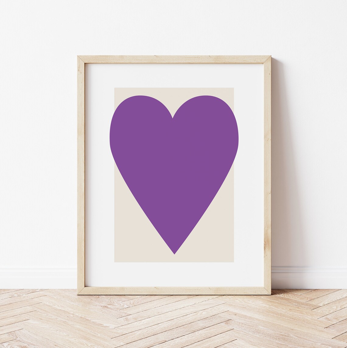 Bold Purple Heart Minimalist Love Poster Modern Abstract Wall Decor